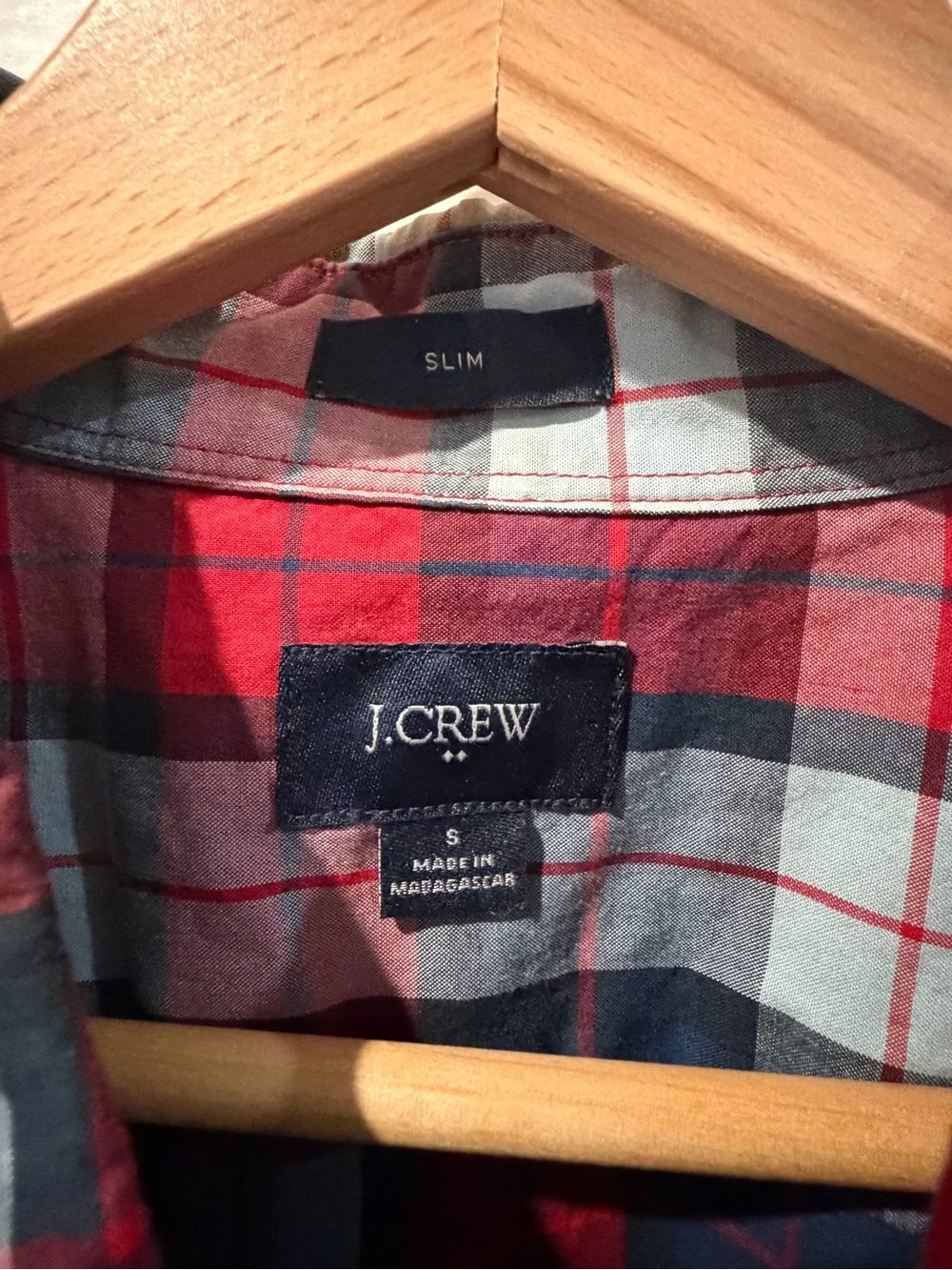 J. Crew Red and Navy Plaid Button-Down Shirt